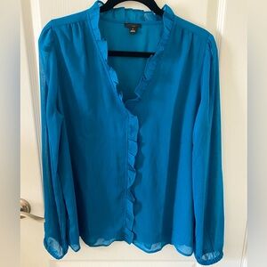 Ann Taylor Blue Ruffled Women's Top